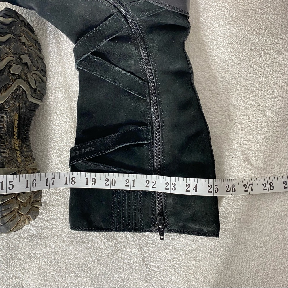 Skechers Black Suede Zip Mid Calf Knee High Boots 9 - Picture 12 of 13